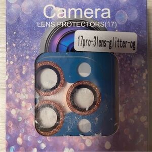 Brand new Blue Camera Lens Protector Set Rose Gold Glitter Rings iPhone 17Pro